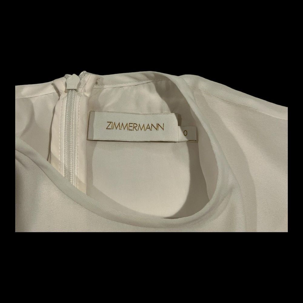 Zimmermann Crew Neck Balloon Long Sleeves Lined Blouse Back Zipper OffWhite Sz 0 - Picture 13 of 16